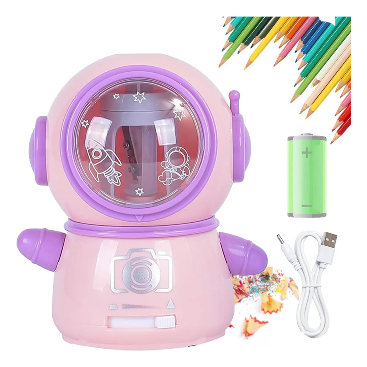 EVERSO - Sacapuntas Eléctrico Automático Usb Y Pilas Escolar Oficina