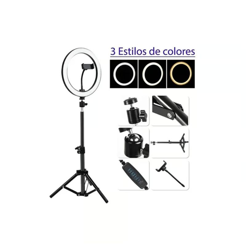 GENERICO - Aro Luz Led 30 Cm Con Trípode Ajustable Fotografía