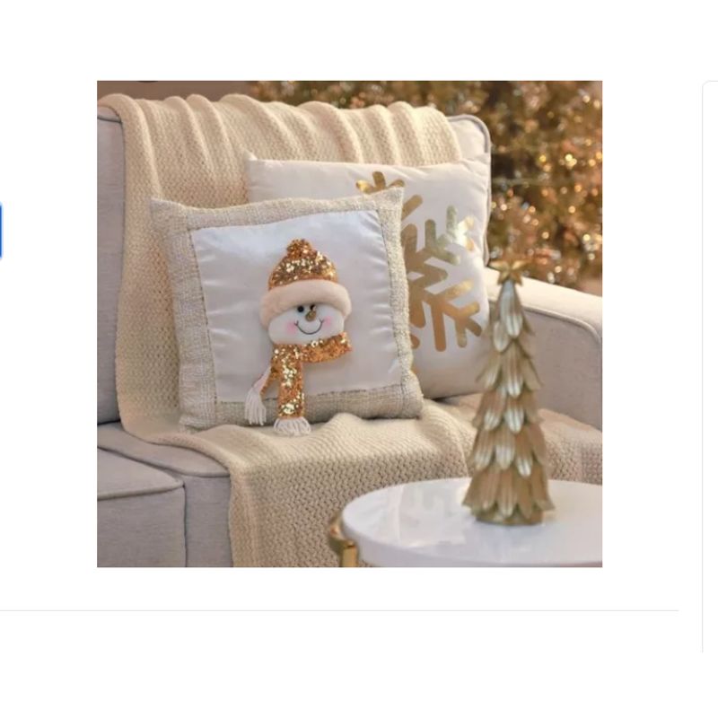 GENERICO - Navidad Adorno, Funda Cojín Relieve 3d 44cm Pack X 3 Dorado
