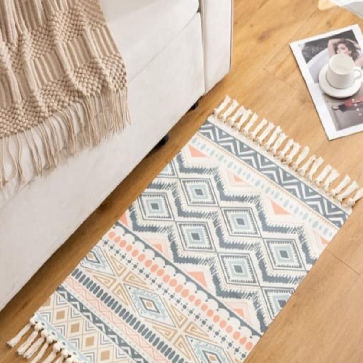 GENERICO - Alfombra de Lino 60x90 cm para Bajada de Cama 4n15