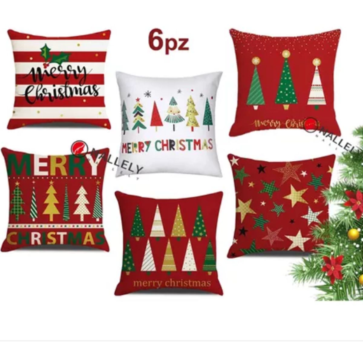 GENERICO - Funda Cojín Decoración Navideña Funda Almohada De 6 Piezas