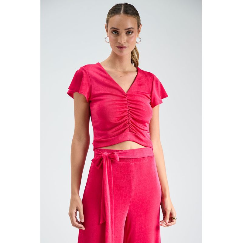 IO - Polera Manga Corta Fucsia Mujer Io