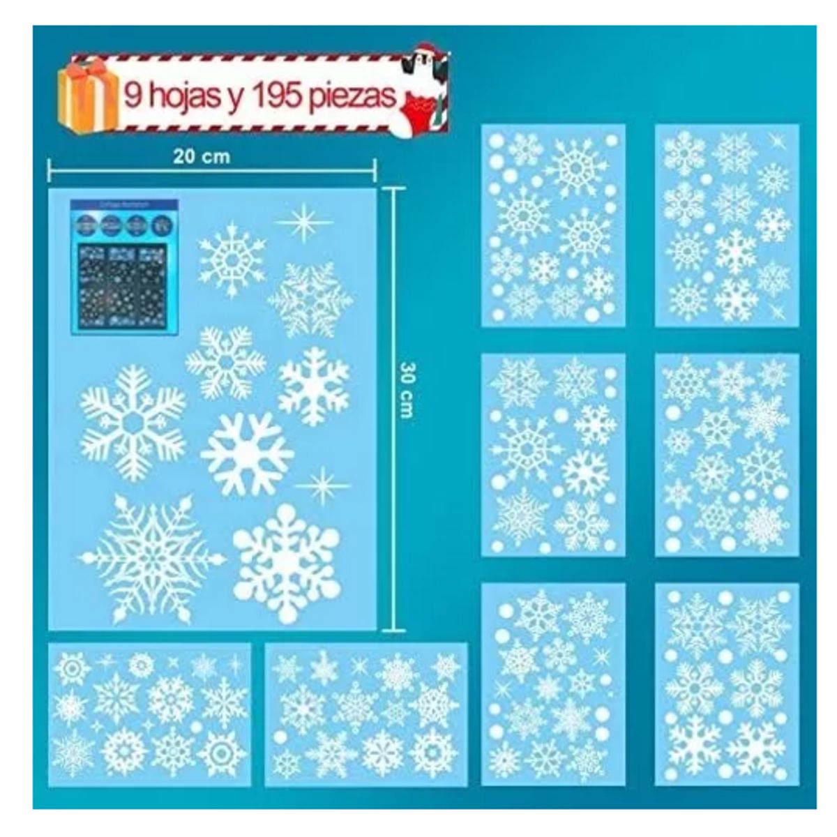 GENERICO - Pegatinas Adhesivos Nieves Navideños Ventanas Adorno Navidad