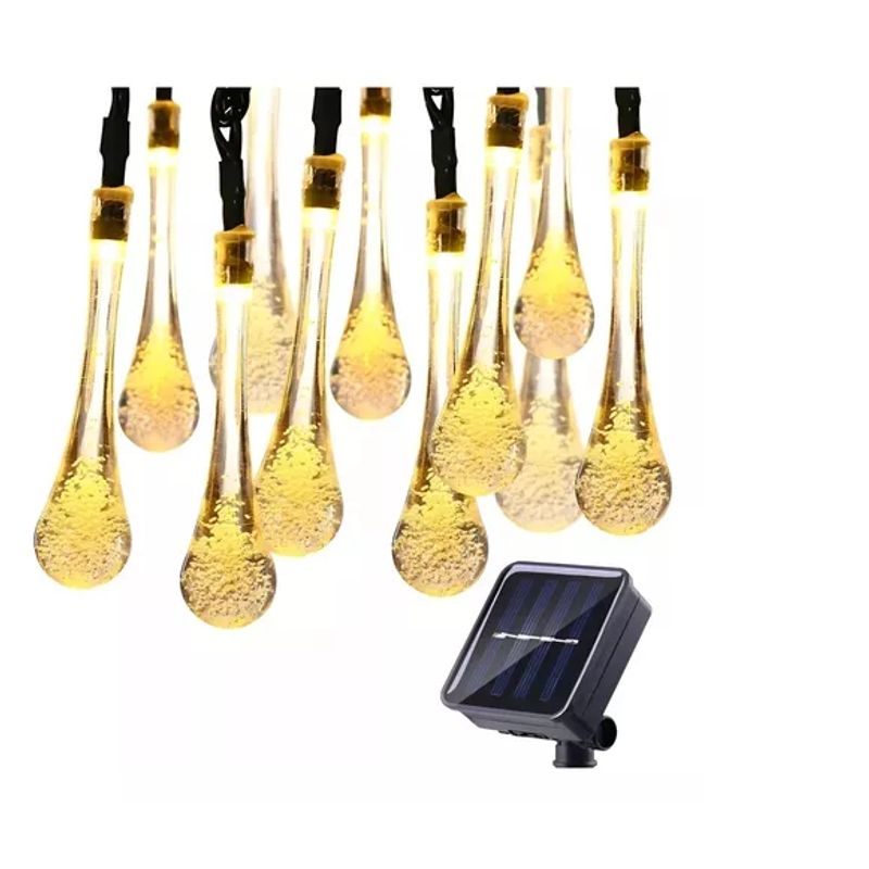 GENERICO - Luces Navidad Solar Guirnalda Led Gotas De Agua 7 Metros