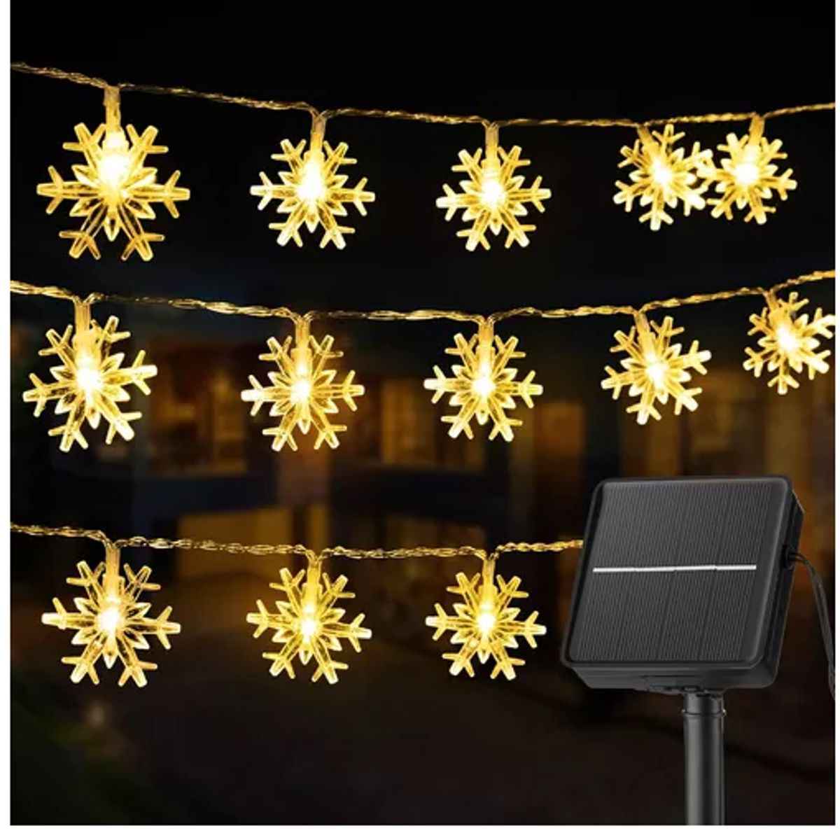 GENERICO - Guirnaldas Luces Navidad Solar Led 20 Copo Nieve 3 Metros