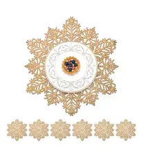 GENERICO - Set 6 Manteles Individuales De Copo De Nieve Para Navidad