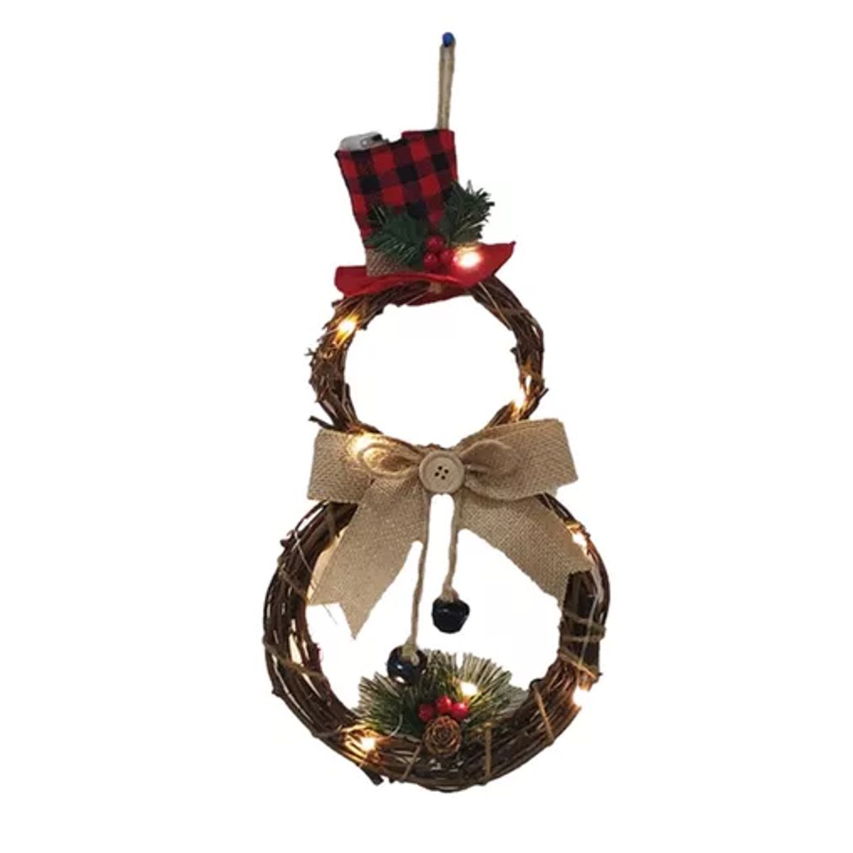 GENERICO - Colgante Puerta Navidad Ramitas Con Luces