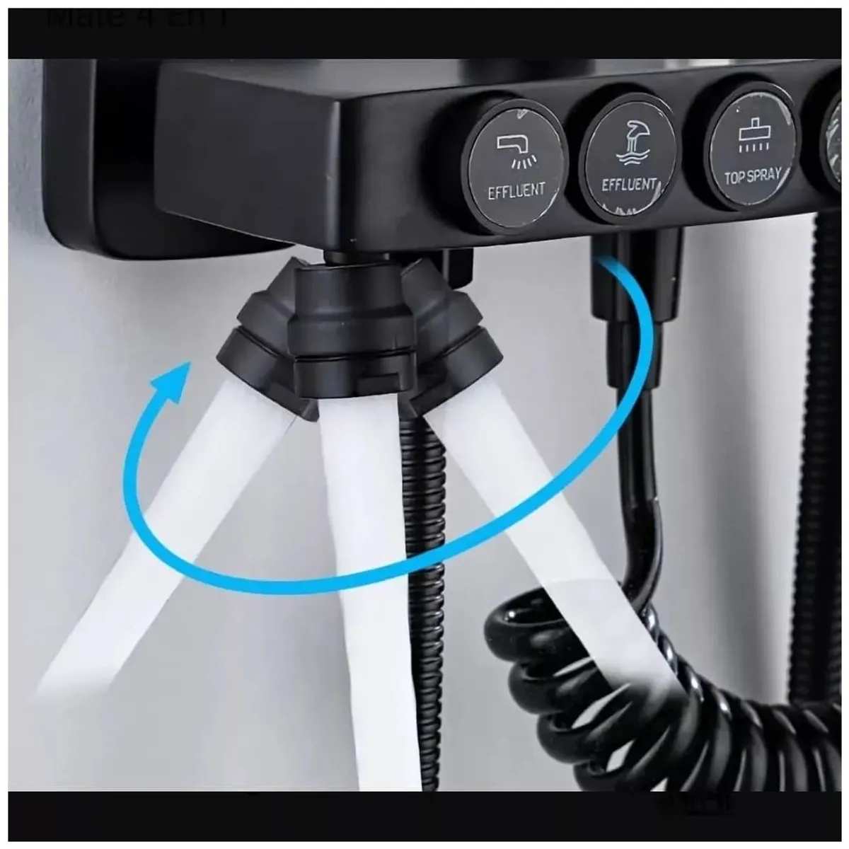 KUANGYE - Hermosa Columna De Ducha Circular Negra Mate 4 Funciones