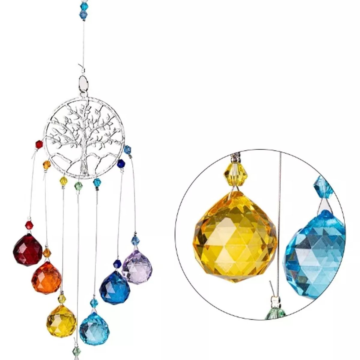 KUANGYE - Bola De prisma De cristal Con árbol de la vida - Decoración