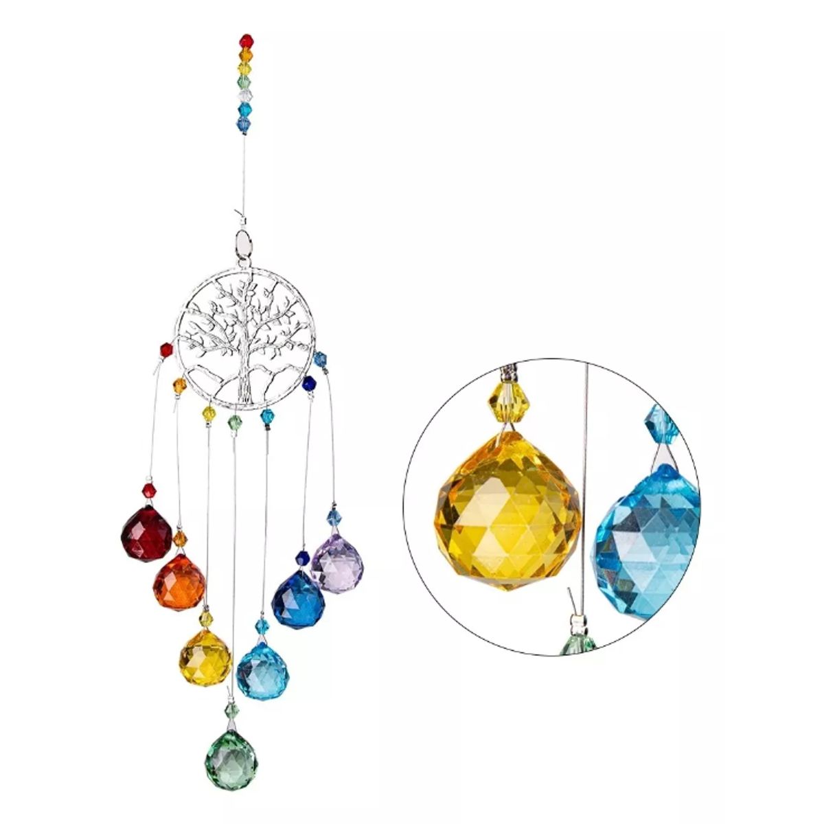 KUANGYE - Bola De prisma De cristal Con árbol de la vida - Decoración