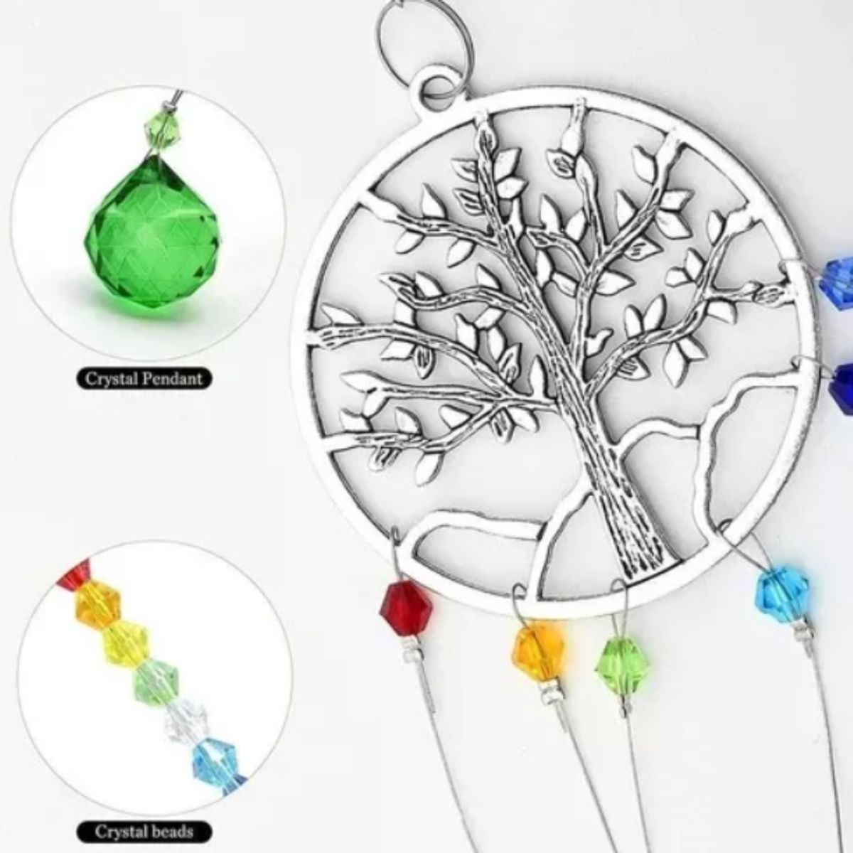 KUANGYE - Bola De prisma De cristal Con árbol de la vida - Decoración