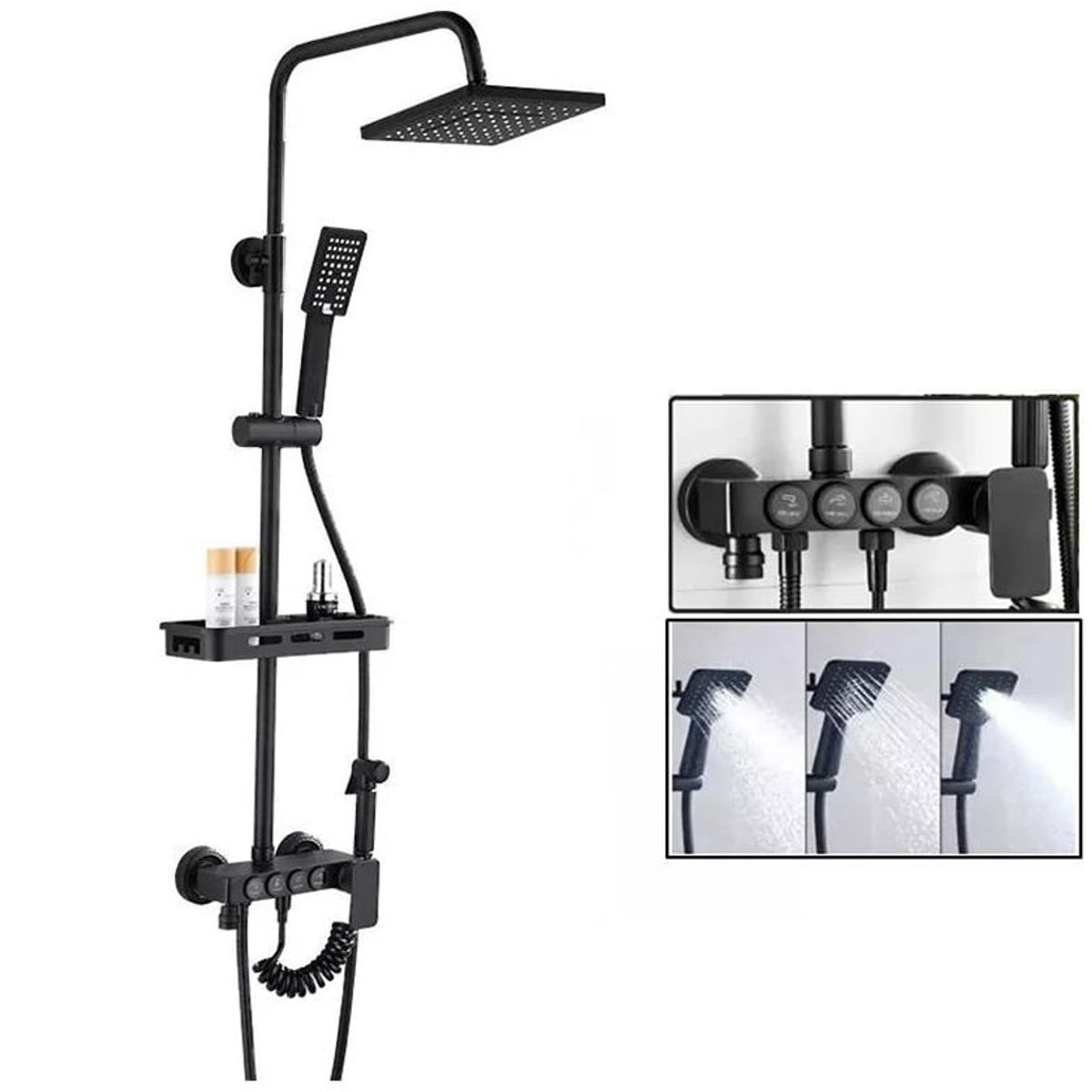 KUANGYE - Columna Ducha Rectangular Con Monomando Y Ducha Telefono
