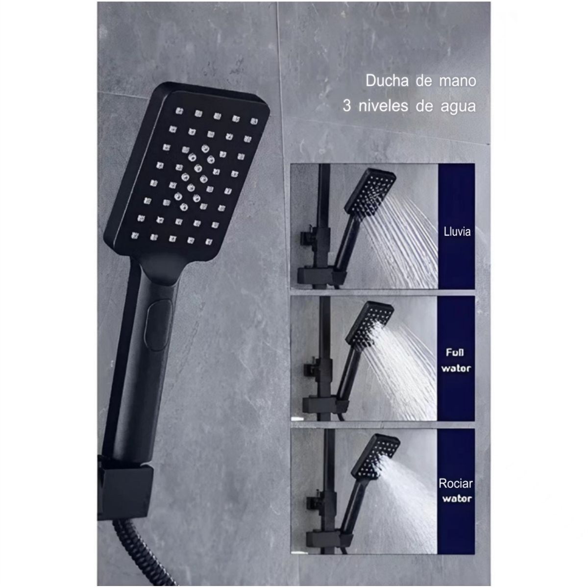 KUANGYE - Columna Ducha Rectangular Con Monomando Y Ducha Telefono