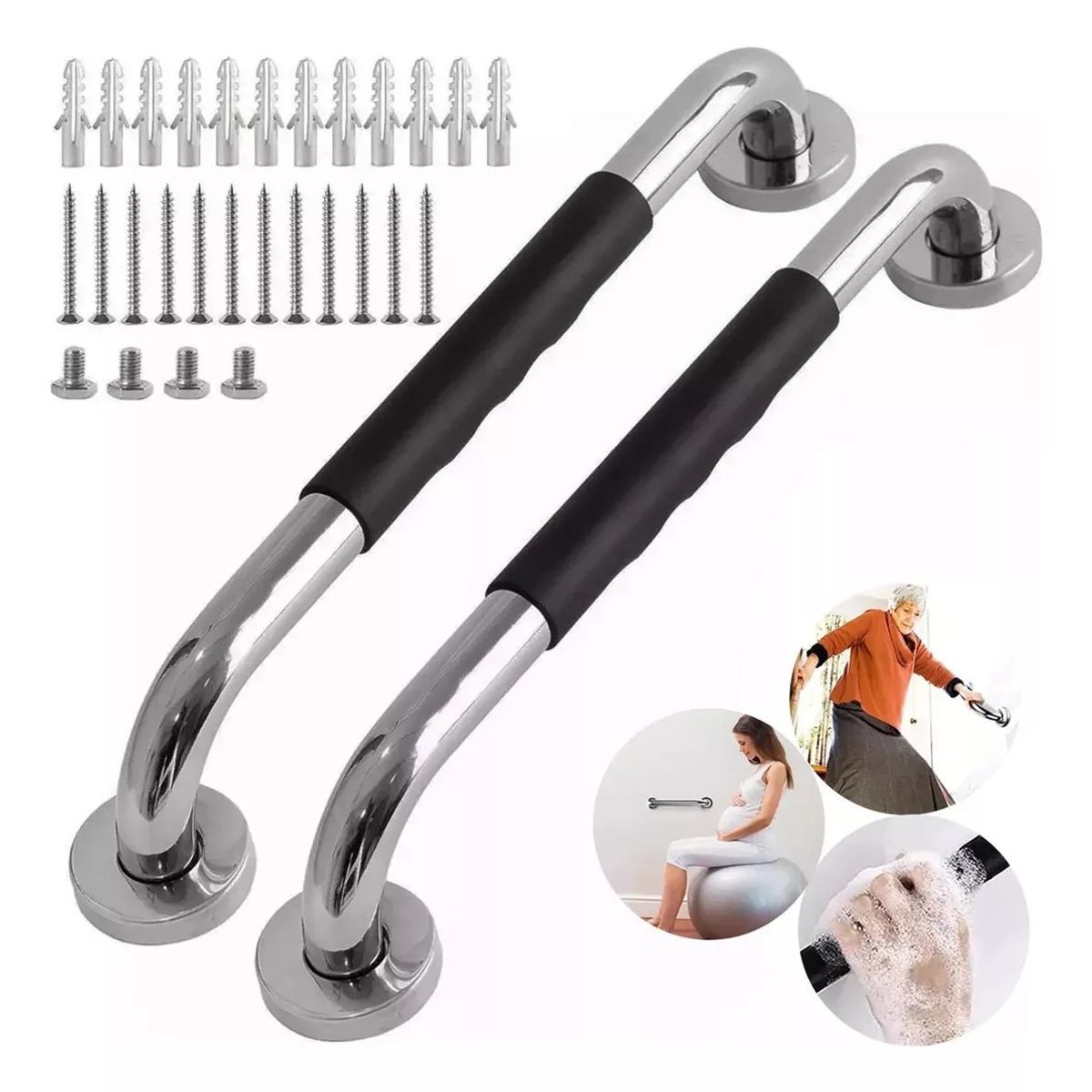 KUANGYE - 2 Barras Agarradera De Seguridad Baños Apoyo Acero Inox 50cm