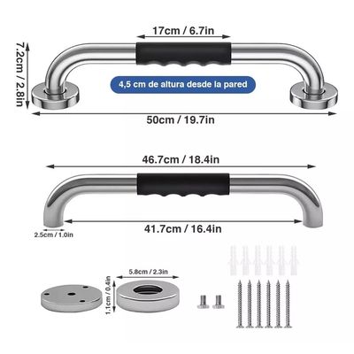 Imagen 2 del producto 2 Barras Agarradera De Seguridad Baños Apoyo Acero Inox 50cm