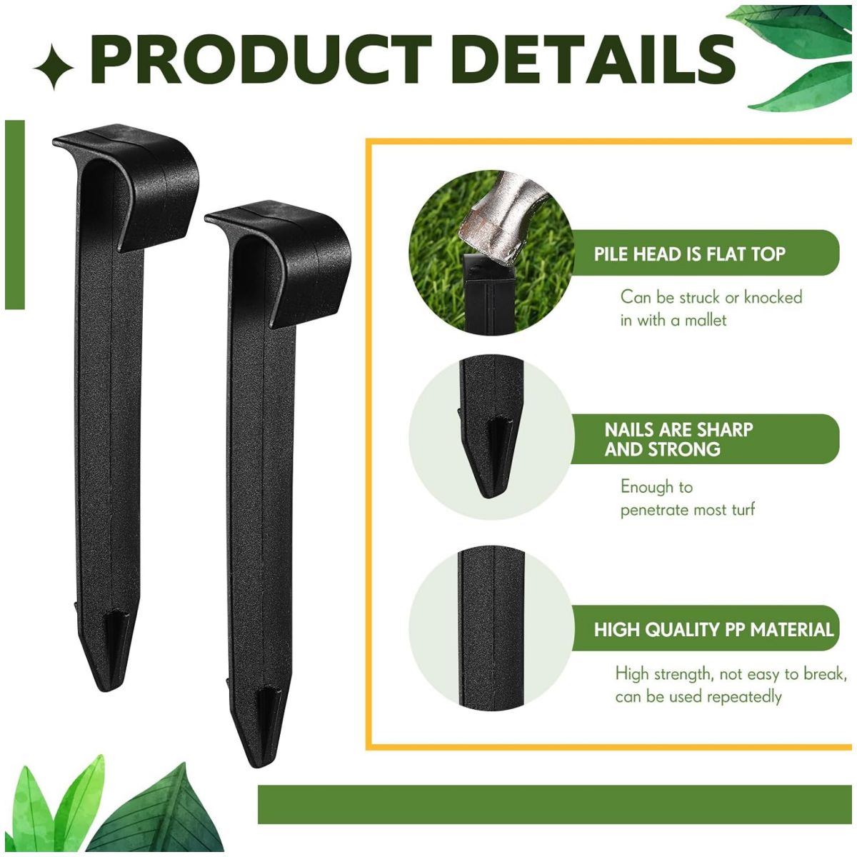 KUANGYE - 100 Estacas Para Bordes De Jardín / Manguera Polietileno 1/2