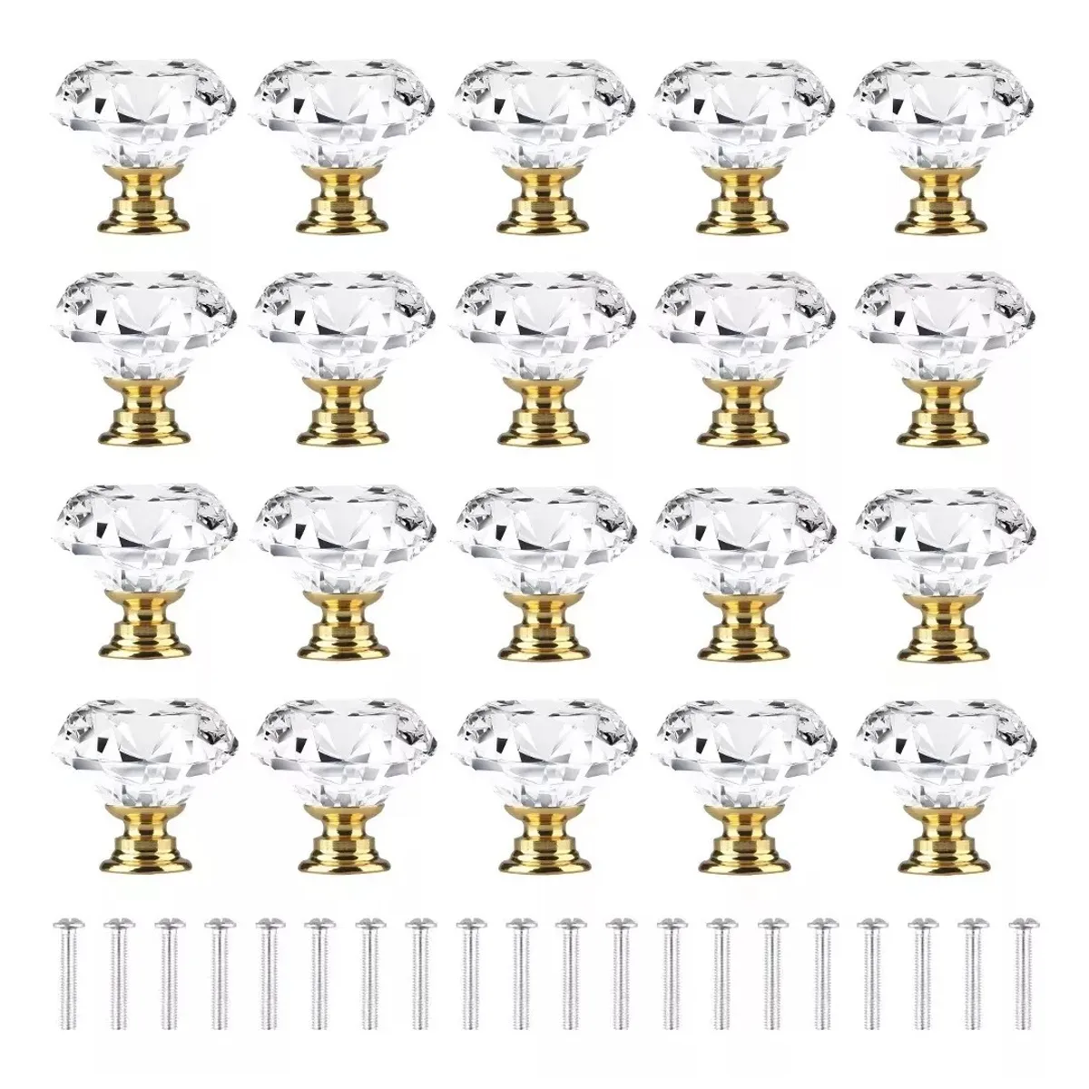KUANGYE - Tirador Cristal Forma Diamante Para Cajón Armario 20pcs