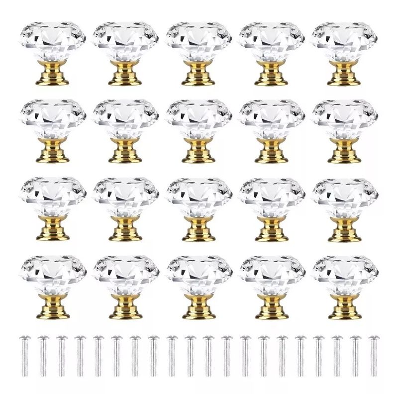 KUANGYE - Tirador Cristal Forma Diamante Para Cajón Armario 20pcs