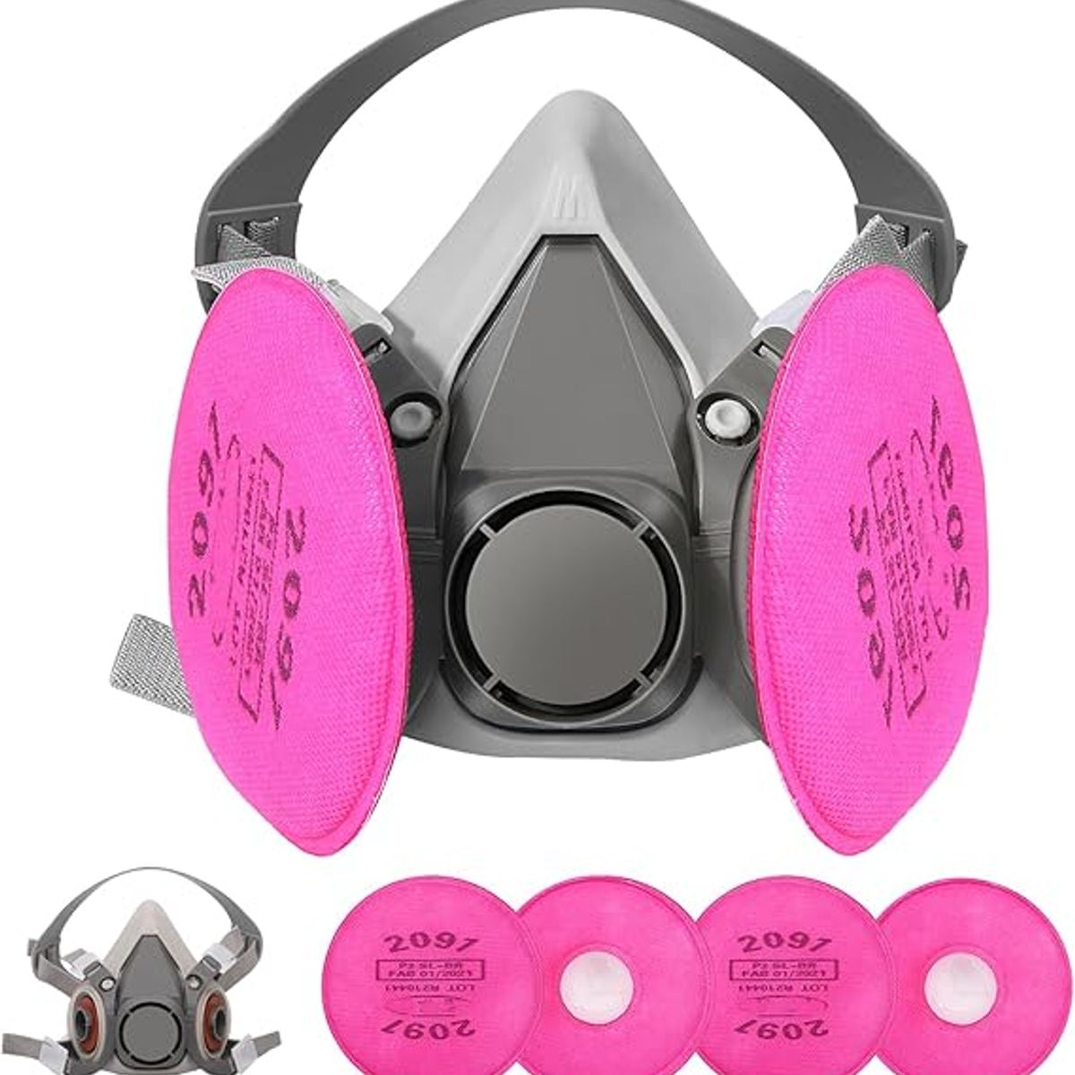 KUANGYE - 6200 Máscara De Gas Respirable + 4 Almohadillas Filtrantes