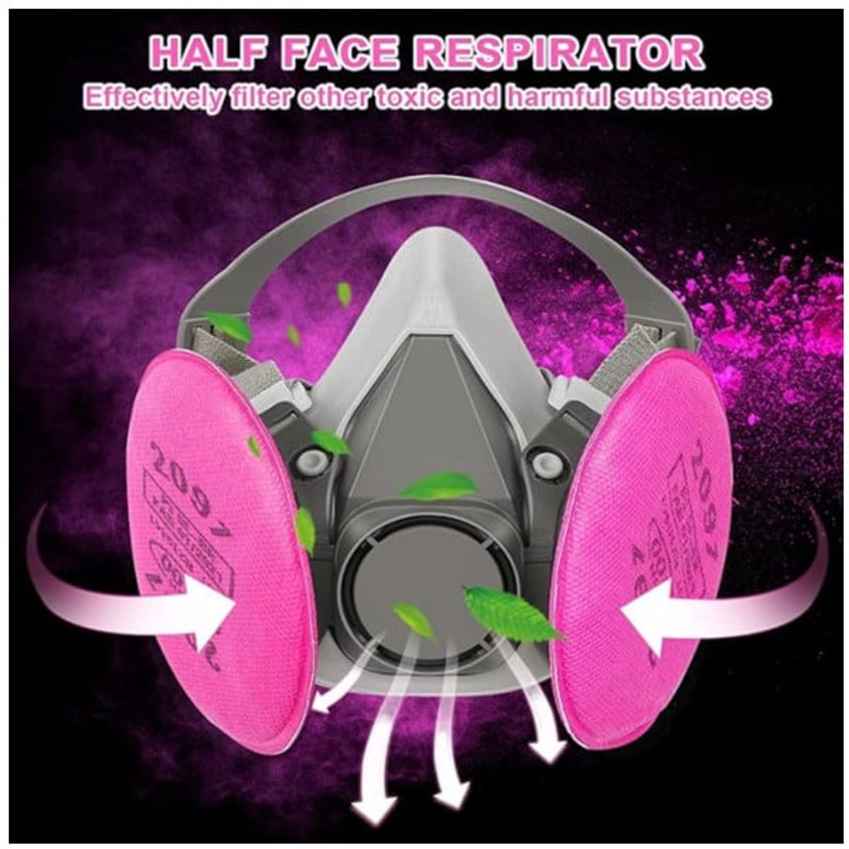 KUANGYE - 6200 Máscara De Gas Respirable + 4 Almohadillas Filtrantes