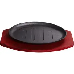 KUANGYE - Plancha Plato De Fierro Fundido Con Base De Madera 28cm