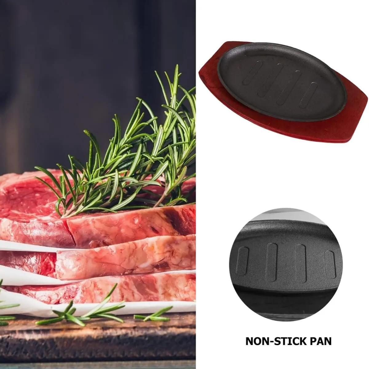 KUANGYE - Plancha Plato De Fierro Fundido Con Base De Madera 28cm