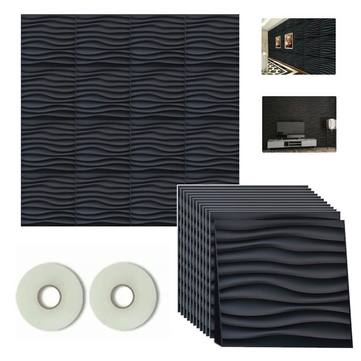 KUANGYE - Paneles decorativos de pared 3D 18 piezas 30cm x 30cm