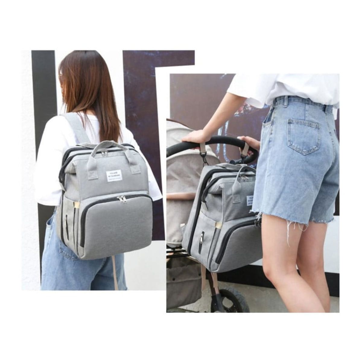 BABYLUNA - Mochila 3 en 1 - Bolso Cuna y Mudador Portátil Gris