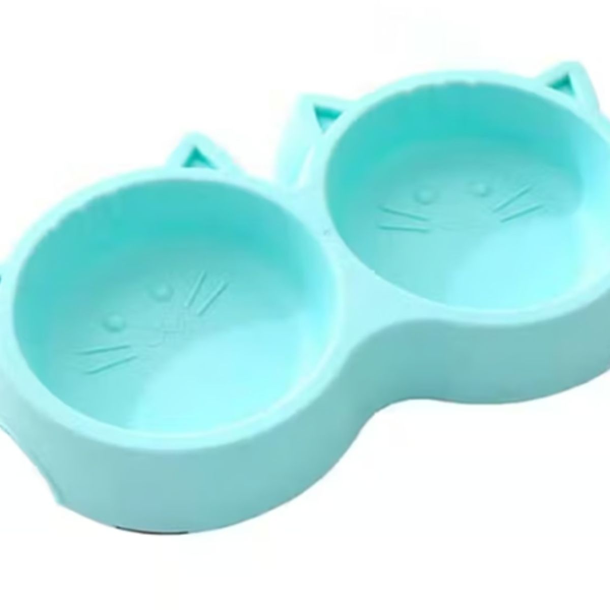 GENERICO - Plato Para Mascotas Doble En Forma De Gato Azul