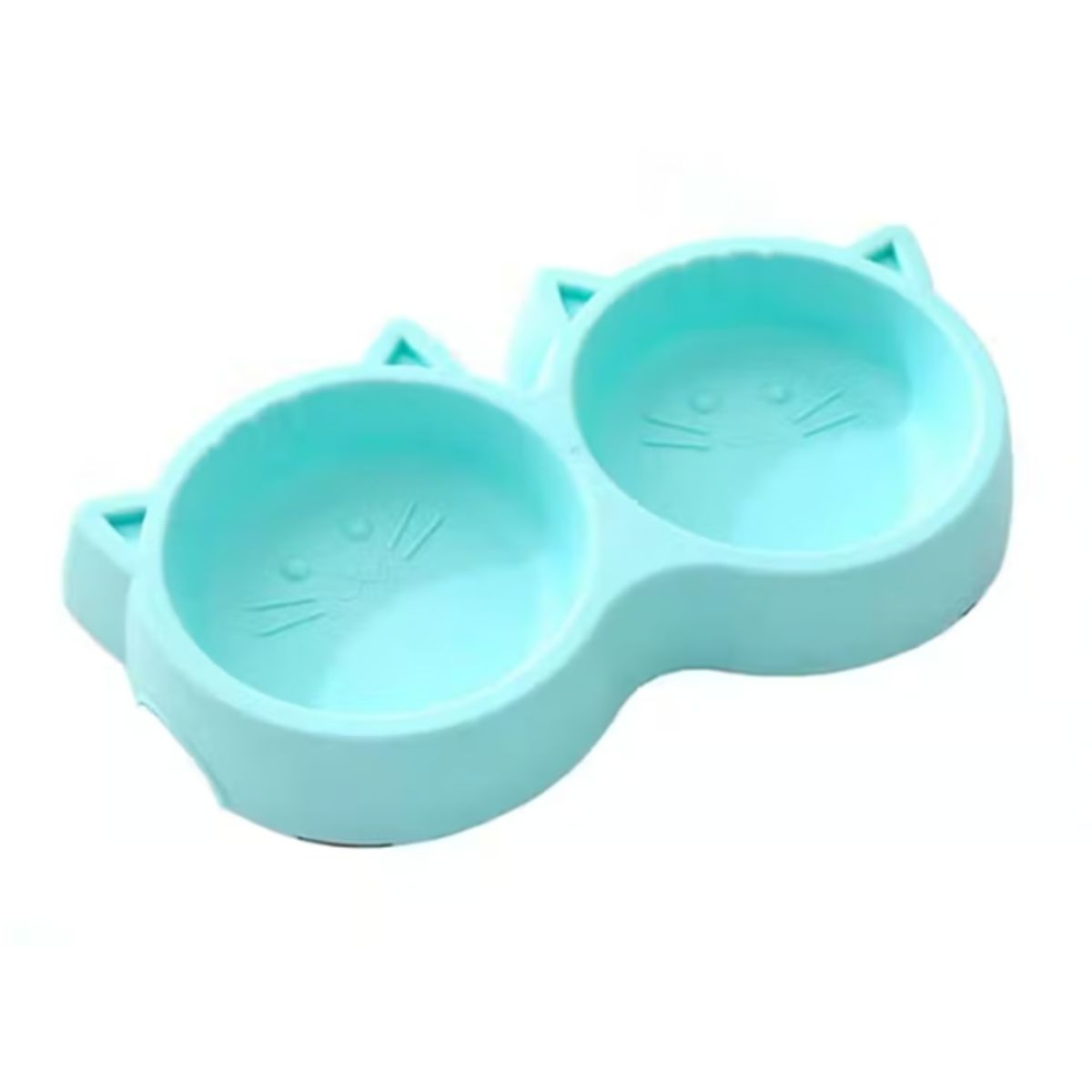 GENERICO - Plato Para Mascotas Doble En Forma De Gato Azul