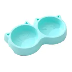 GENERICO - Plato Para Mascotas Doble En Forma De Gato Azul