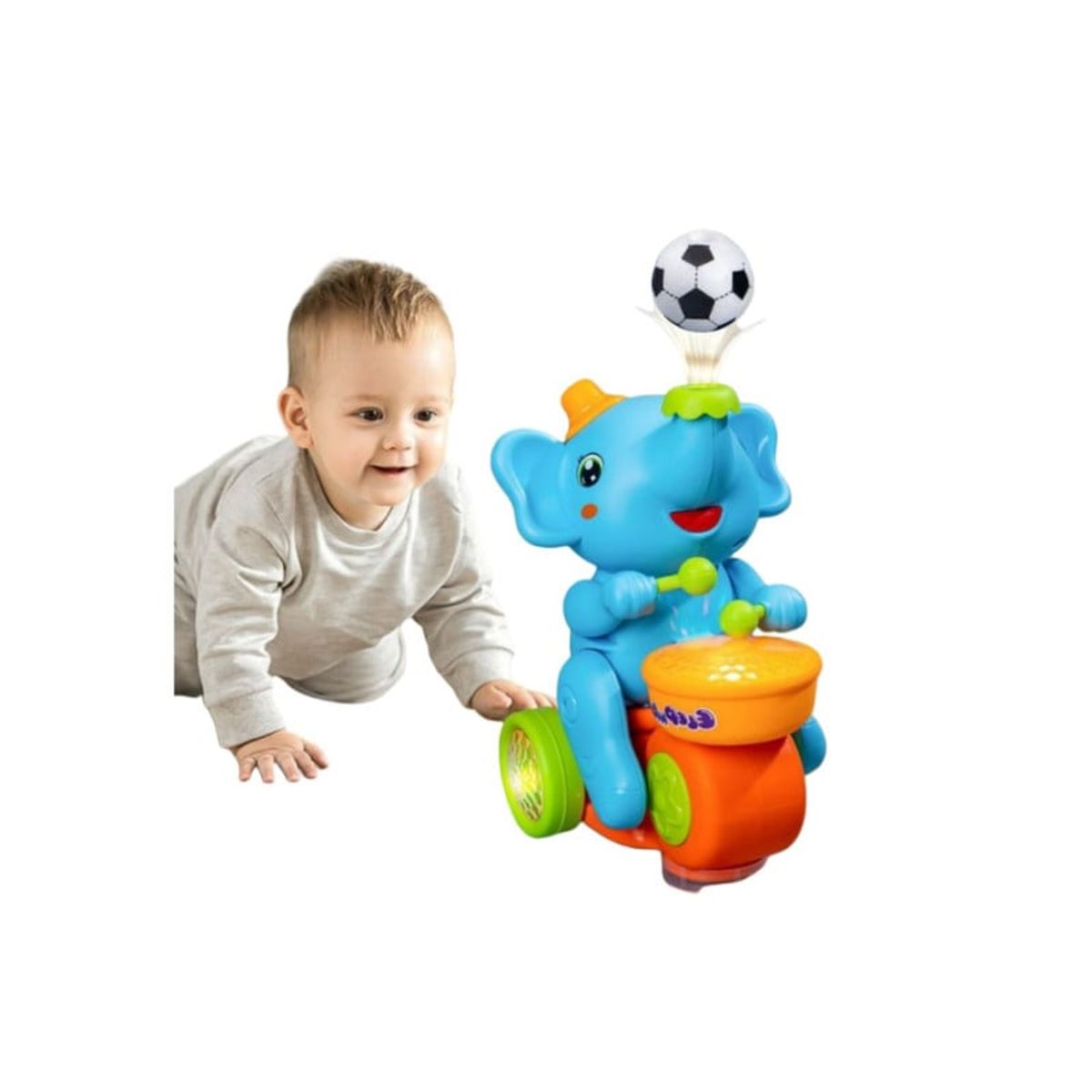 BABYLUNA - Juguete Elefante Con Tambor Luz Sonido y Equilibrio Pelota