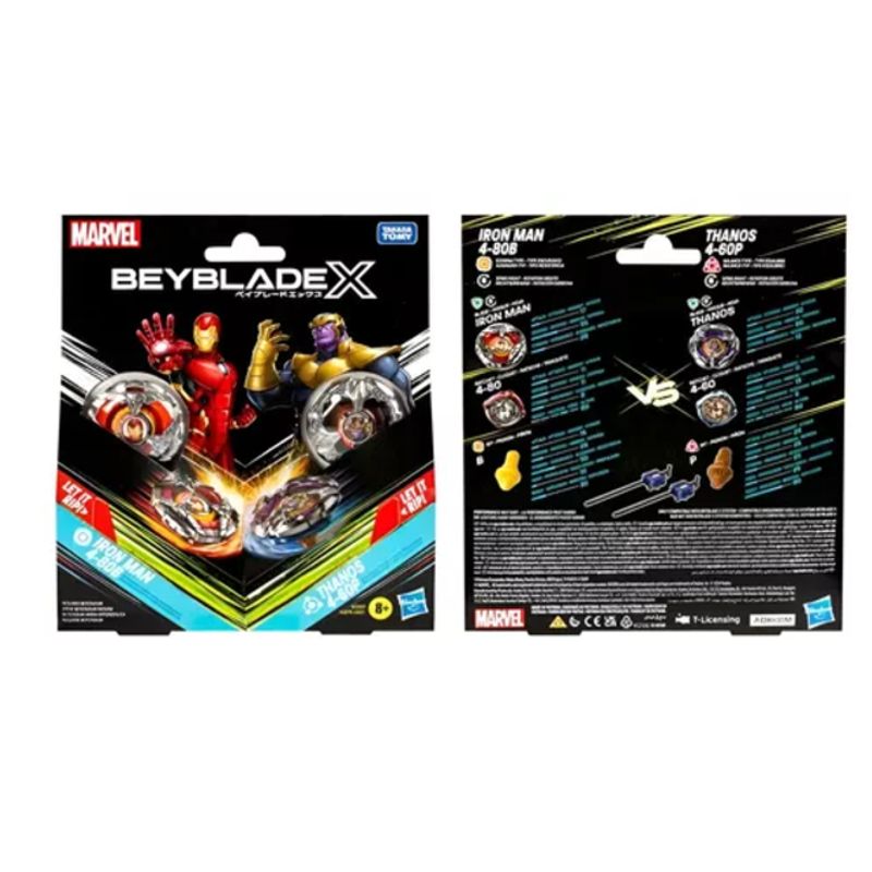 BEYBLADE - Beyblade X Marvel Pack De 2 Iron Man 4-80b Vs Thanos 4-60p