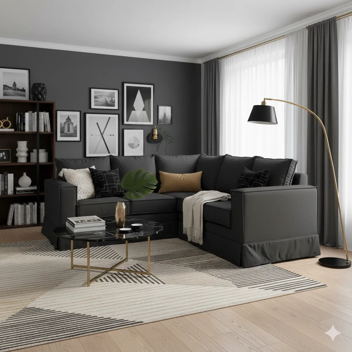 MUNDO LIVING - Sofa Seccional Pompeya Marengo con asientos de resortes pocket