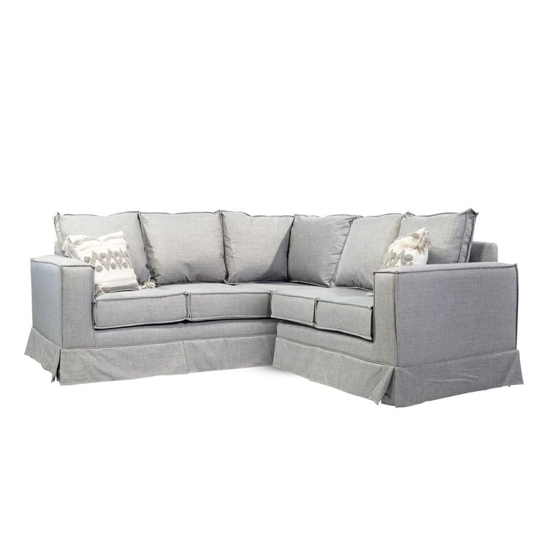 MUNDO LIVING - Seccional Pompeya 5 cuerpos Gris claro con Resortes Pocket spring