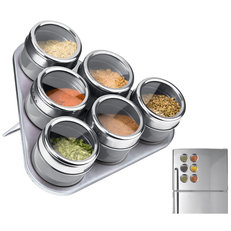 GENERICO - Set 6 Condimenteros Especieros Magneticos Cocina Pared