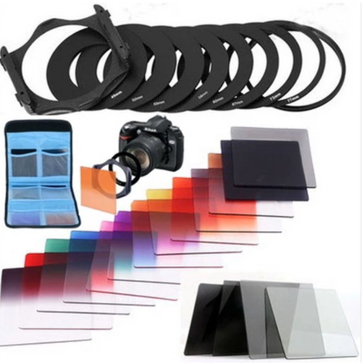 GENERICO - KIT FILTROS TIPO COKIN SERIE P DENSIDAD NEUTRA Y COLORES + ADAPTADORES