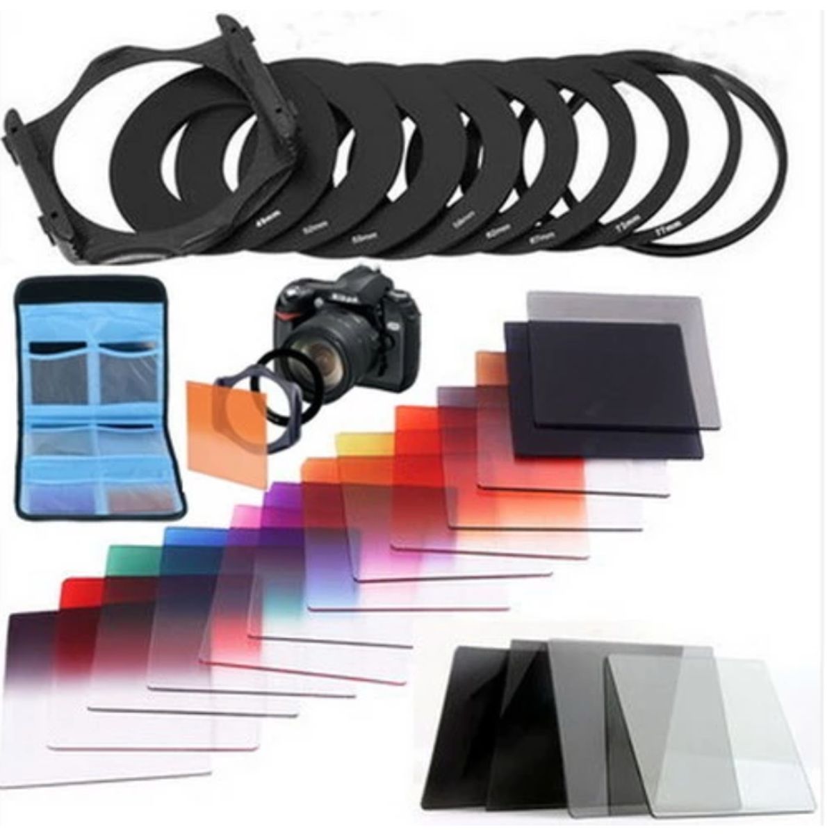 GENERICO - KIT FILTROS TIPO COKIN SERIE P DENSIDAD NEUTRA Y COLORES + ADAPTADORES