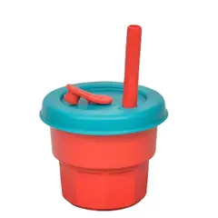 TODOK - Vaso de Silicona de Bebe Rojo Tapa Verde 400ML T-00043-11