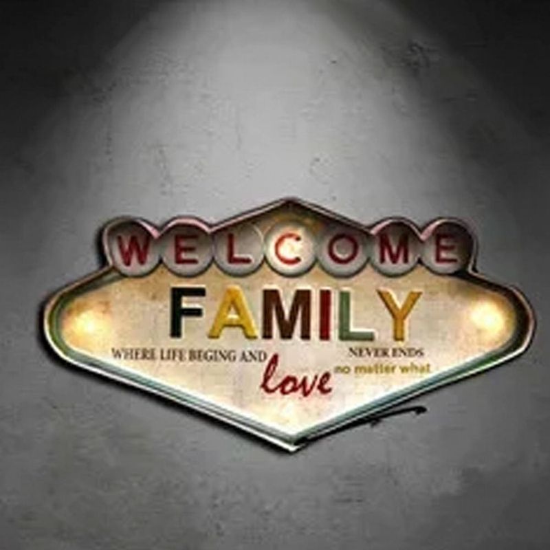 FACTORYTECH - Letrero Retro Con Luz LED Welcome Family FactoryHome