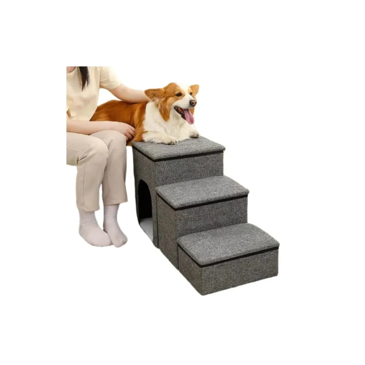 BABYLUNA - Escalera Plegable para Mascotas con Almacenamiento