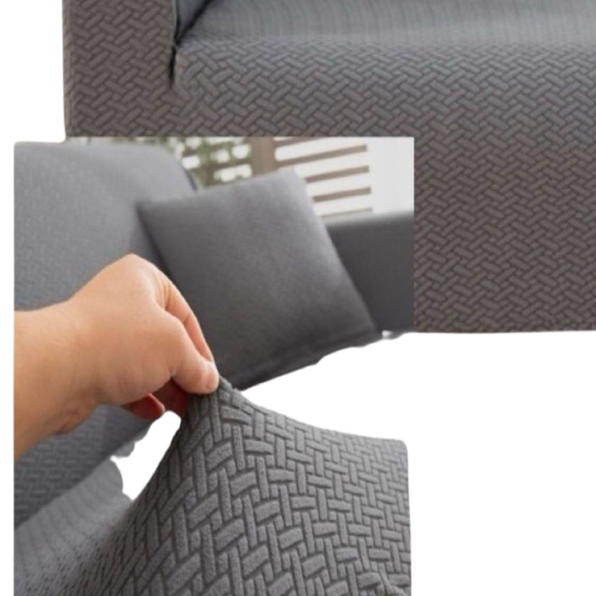 GENERICO - Juego Fundas Sofá Texturizadas 3+1+1 Antideslizantes 5n1