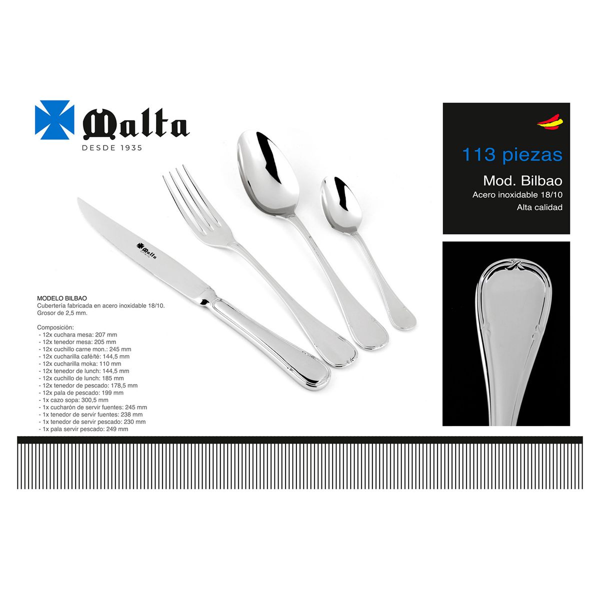 GENERICO - Maleta de  Cuchilleria Cruz De Malta  Mod. Bilbao 113 Pzs.