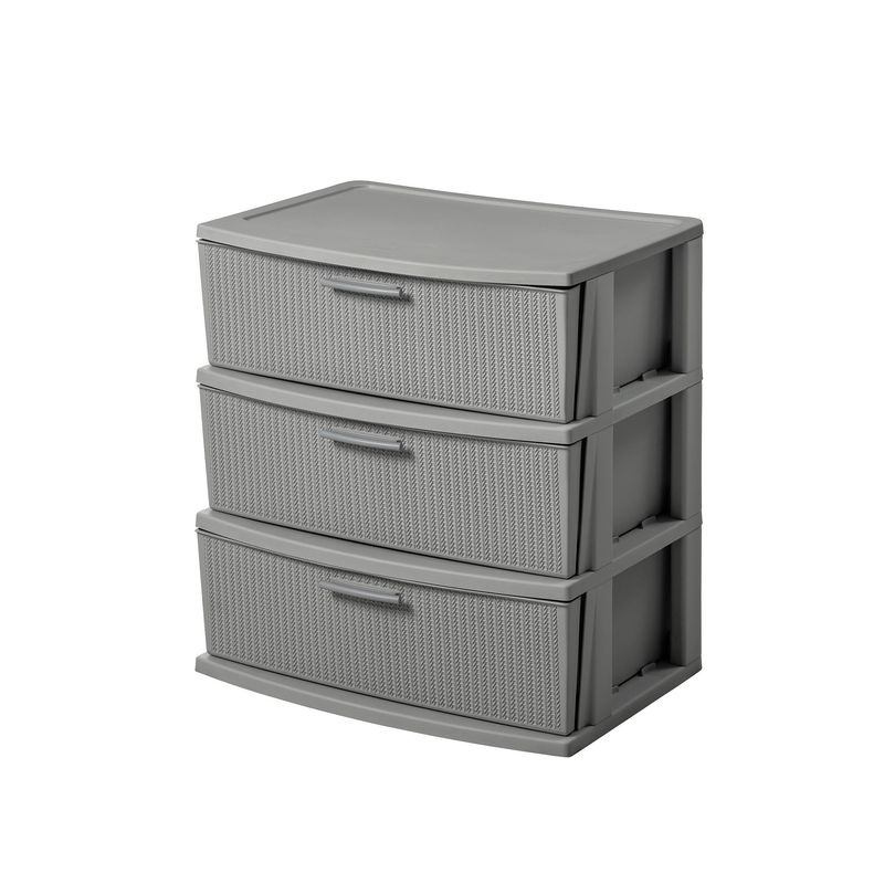 QRUBBER - Cómoda Cajonera Crochet 3 Niveles Gris MQ - QRubber