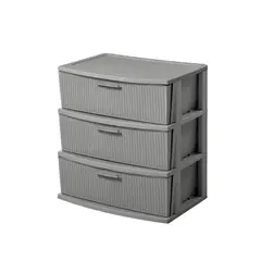 QRUBBER - Cómoda Cajonera Crochet 3 Niveles Gris MQ -