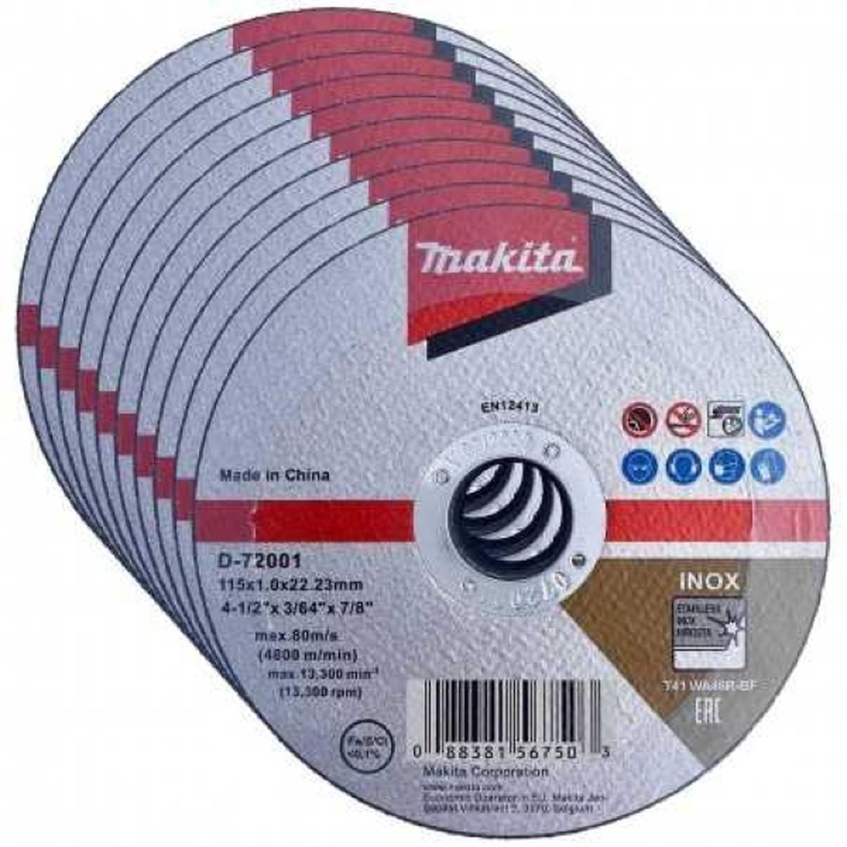 MAKITA - Pack 10 Discos Corte Metal 4 12 1mm D-72001 Makita