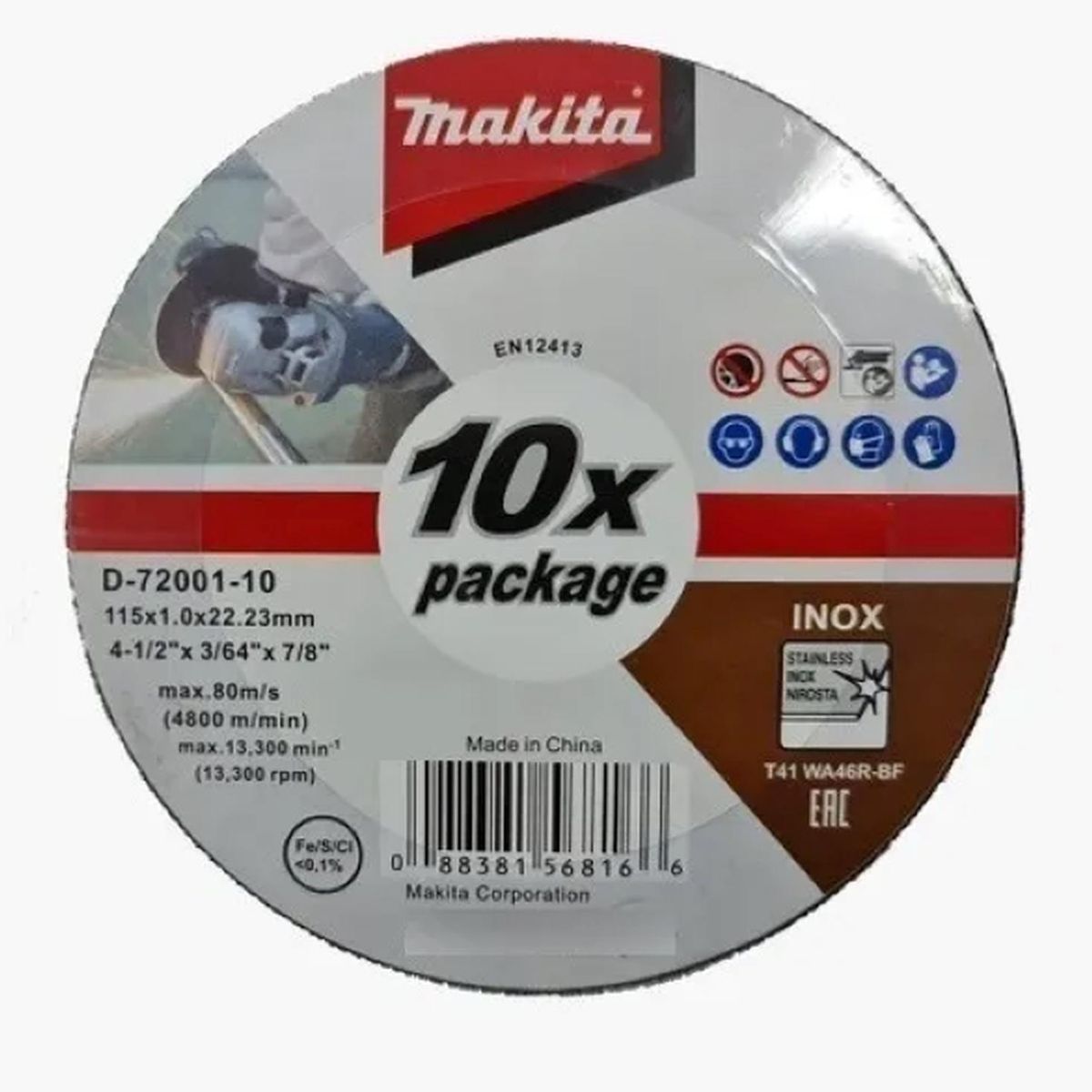 MAKITA - Pack 10 Discos Corte Metal 4 12 1mm D-72001 Makita