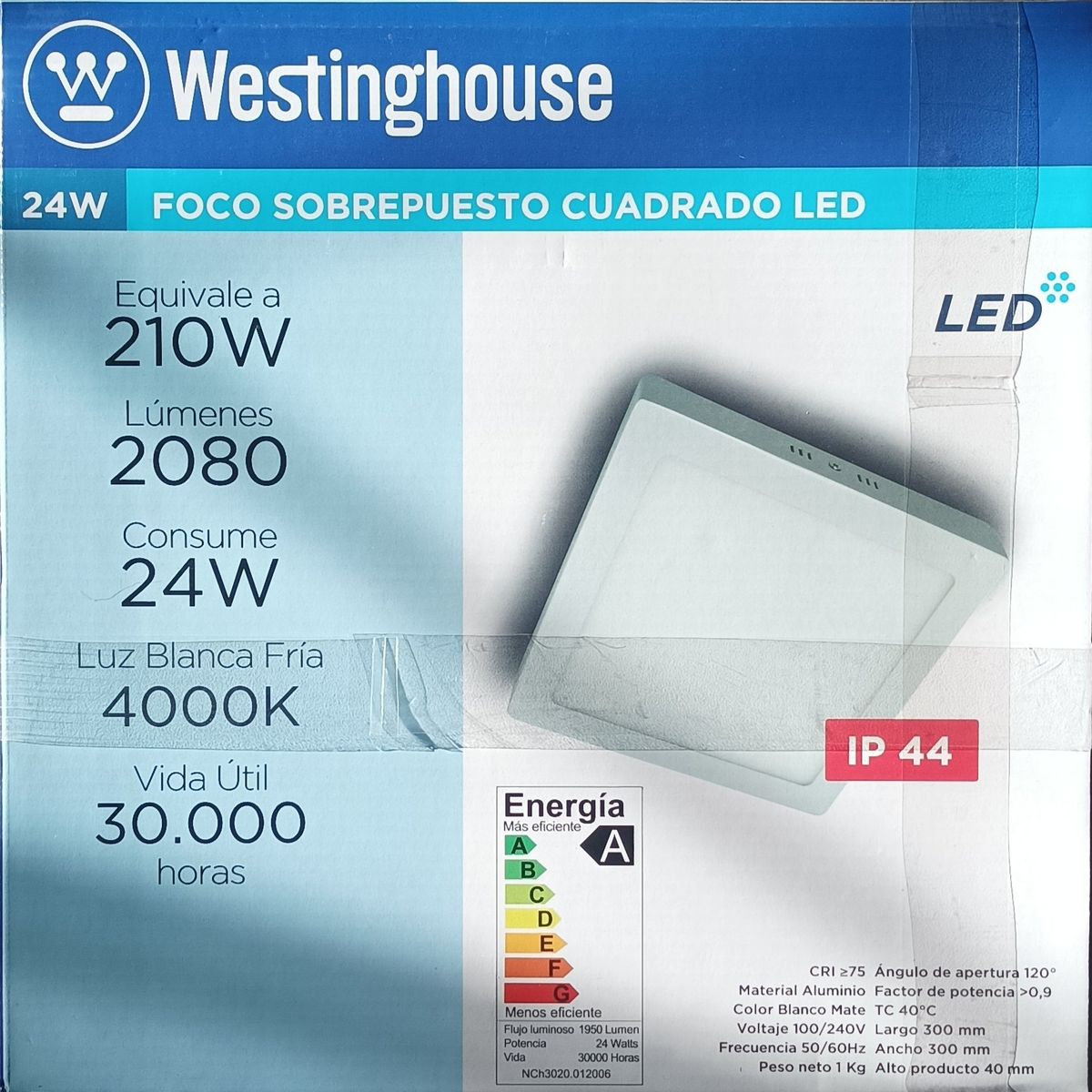 WESTINGHOUSE - Panel Foco led sobrepuesto cuadrado 24W 4000K