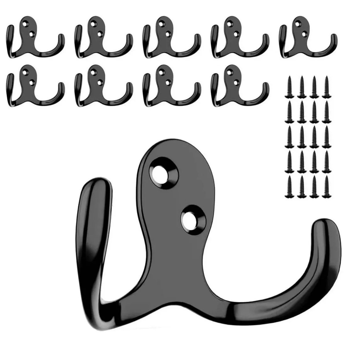 KUANGYE - 10 Piezas Ganchos Perchero Acero Inox Doble Colgador Pared