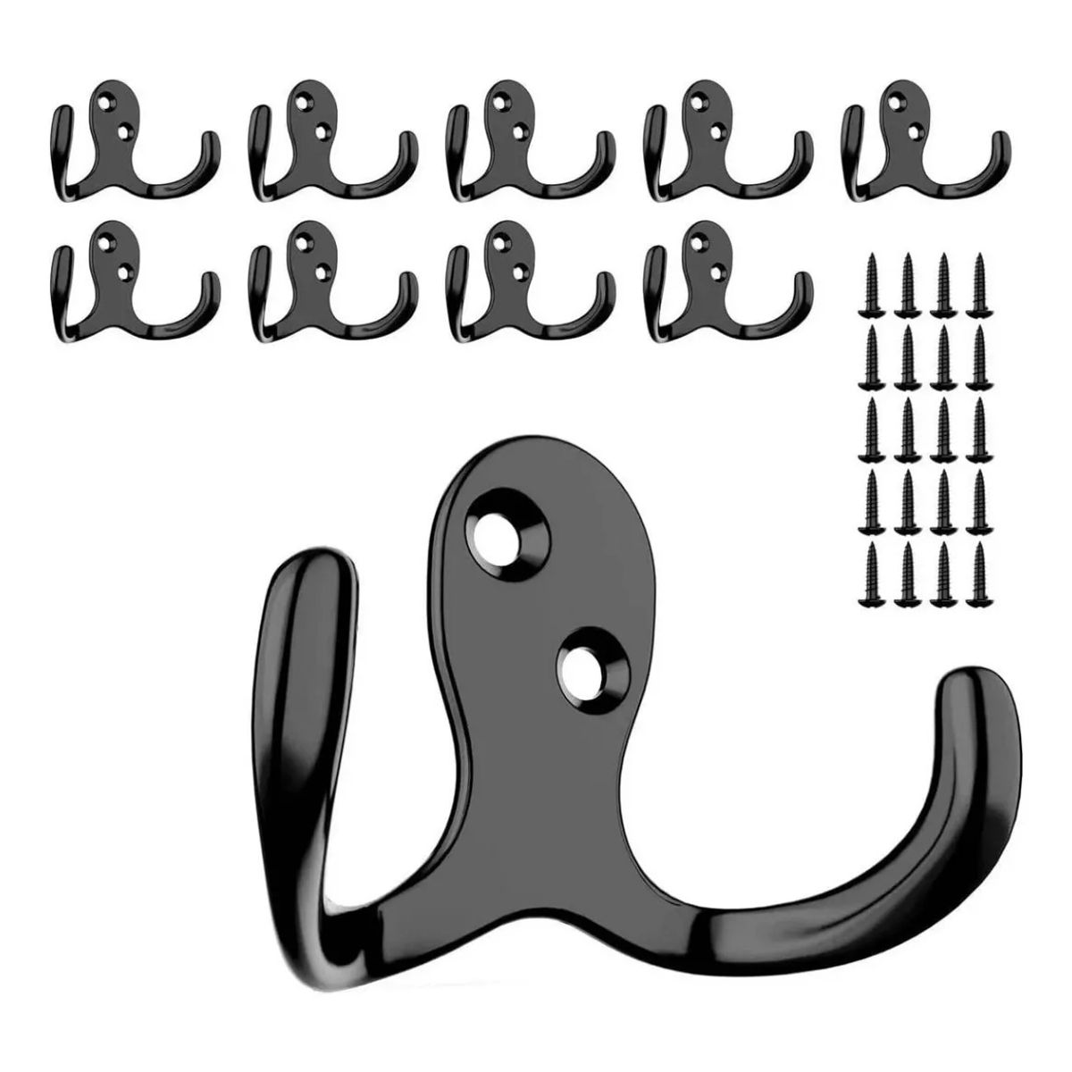 KUANGYE - 10 Piezas Ganchos Perchero Acero Inox Doble Colgador Pared